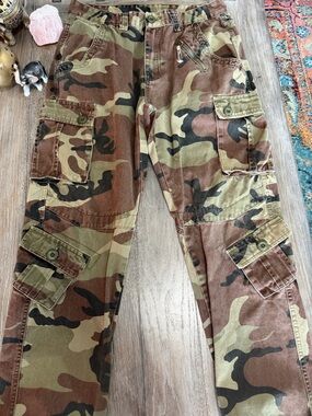 Camo Cargo Pants - Green Brown Black